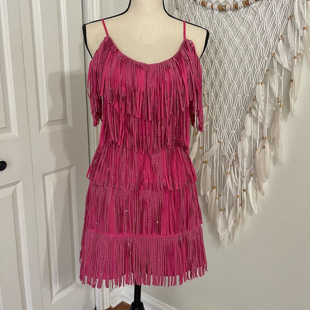 Pink studded fringe dress